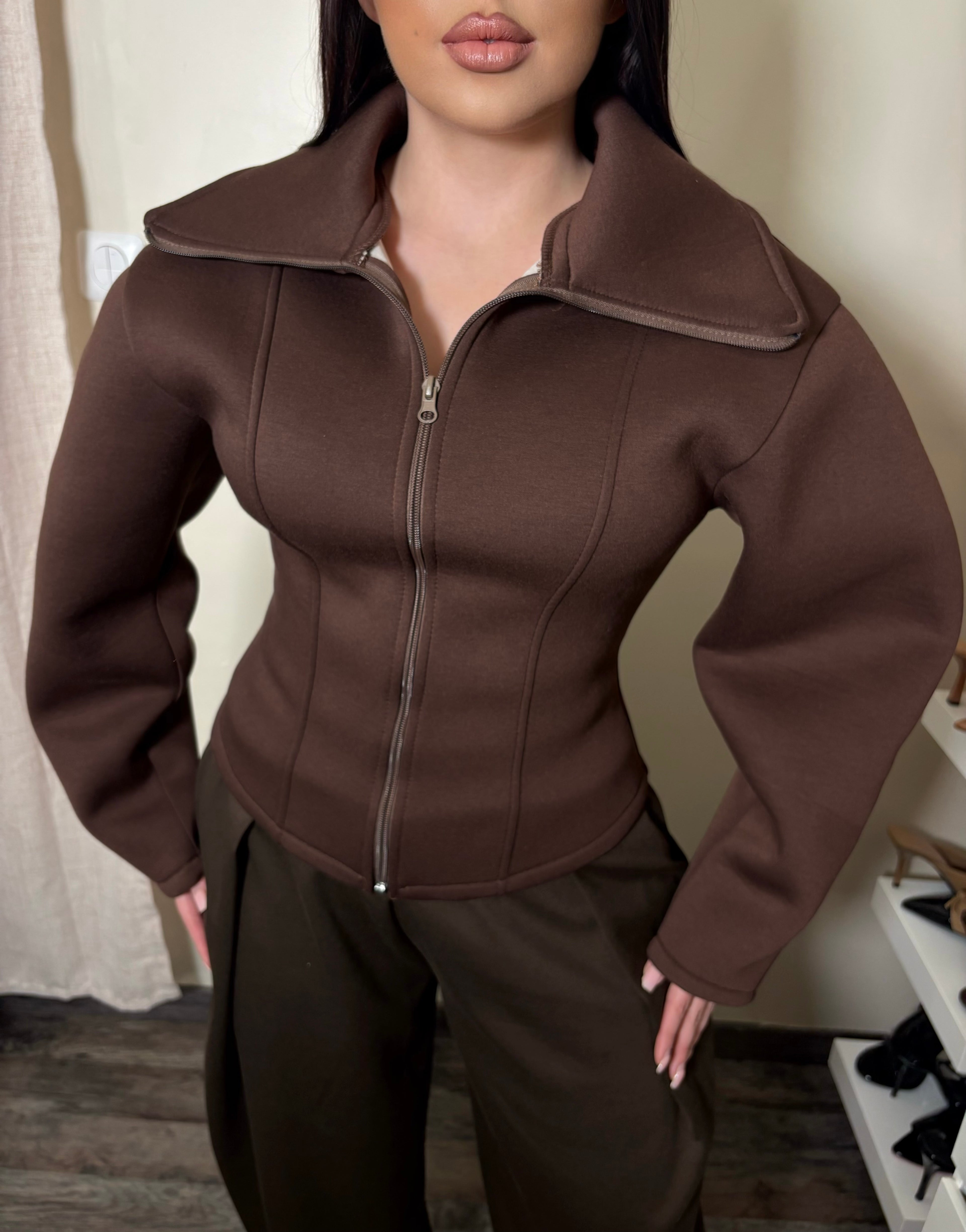 VESTE AJUSTÉE EFFET NÉOPRÈNE